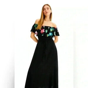 BNWT Desigual Long Blurry  Ruffle Dress Size XS